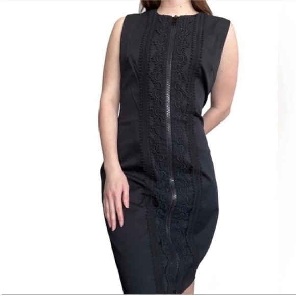 Givenchy Zip Front Lace Embroidered Cocktail Dress Black - Picture 2 of 11